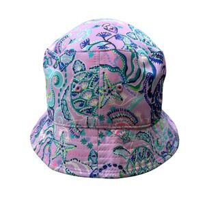Lilly Pulitzer Lilac Fresia Undersea Turtle Starfish Print Bucket Hat
